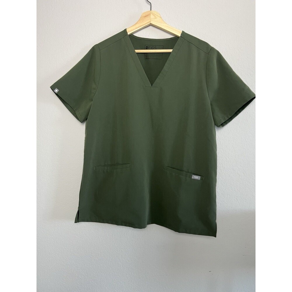 Figs Women's Technical Collection Scrub Shirt Color Green Olive Martini Sz Large